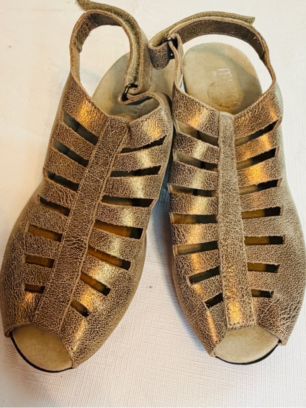 Munro Metallic Gold Cutout Slingback Sandals